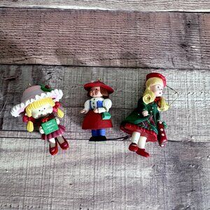 VTG Hallmark Christmas Ornament And Other Brands Lot Of 3 Xmas Bundle Girls Mix